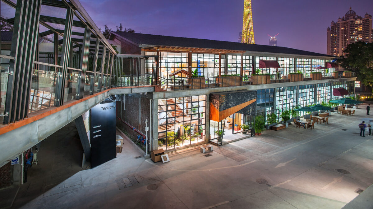 Outdoor shot of building at night