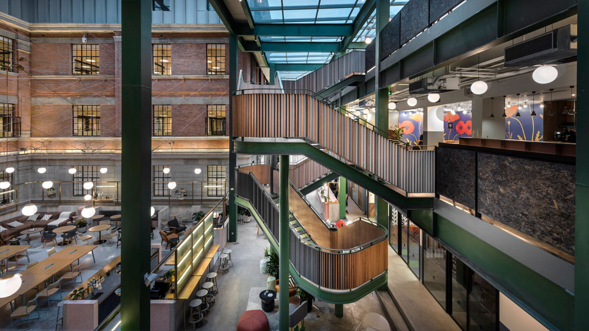 Staircase and floors of building