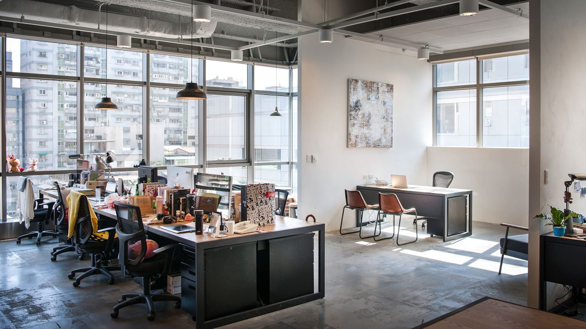 Comfortable office setting featuring individual work settings and lots of natural light.