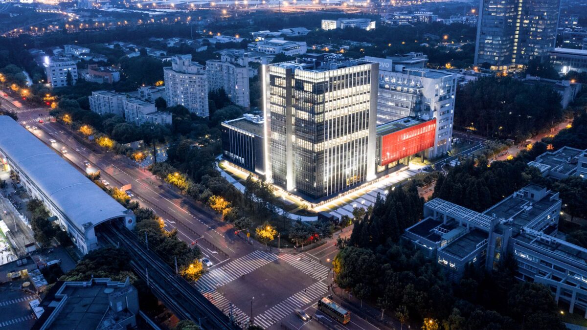 outdoor shot of building at night