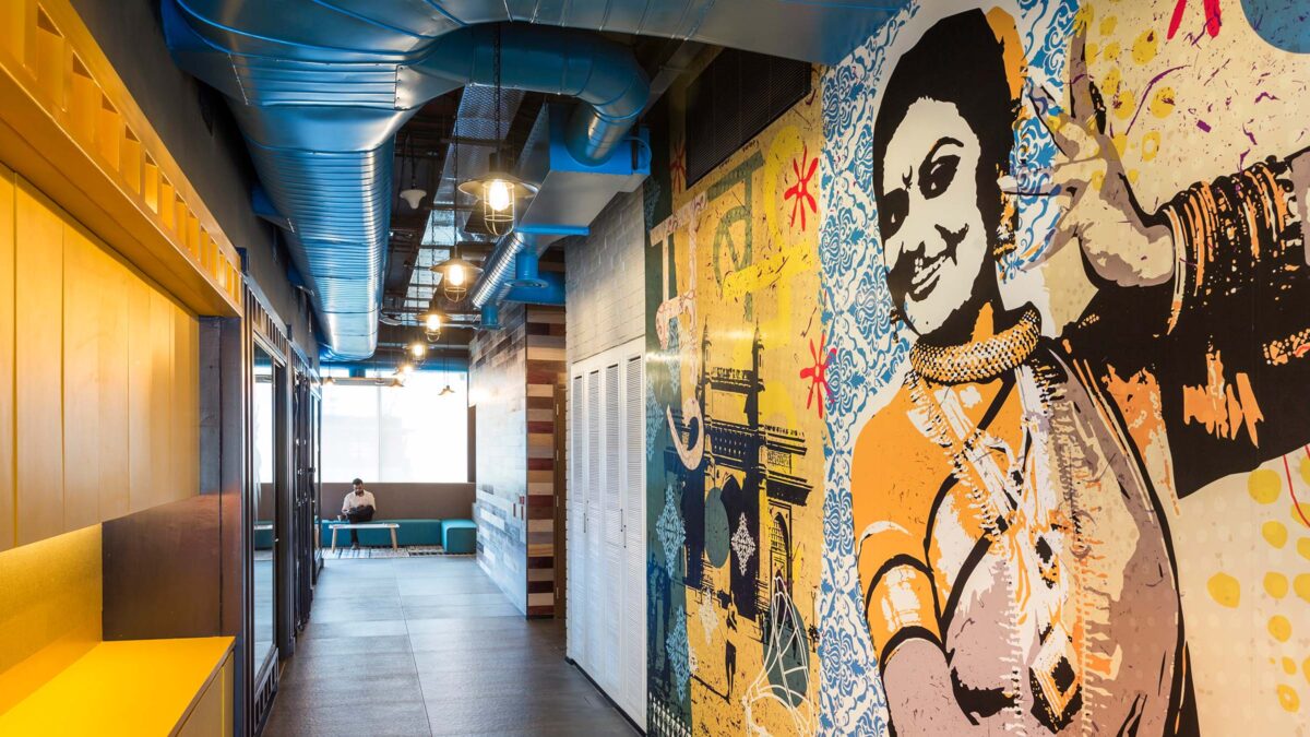 booking-com-mumbai-office-interior-corridor-art-mural