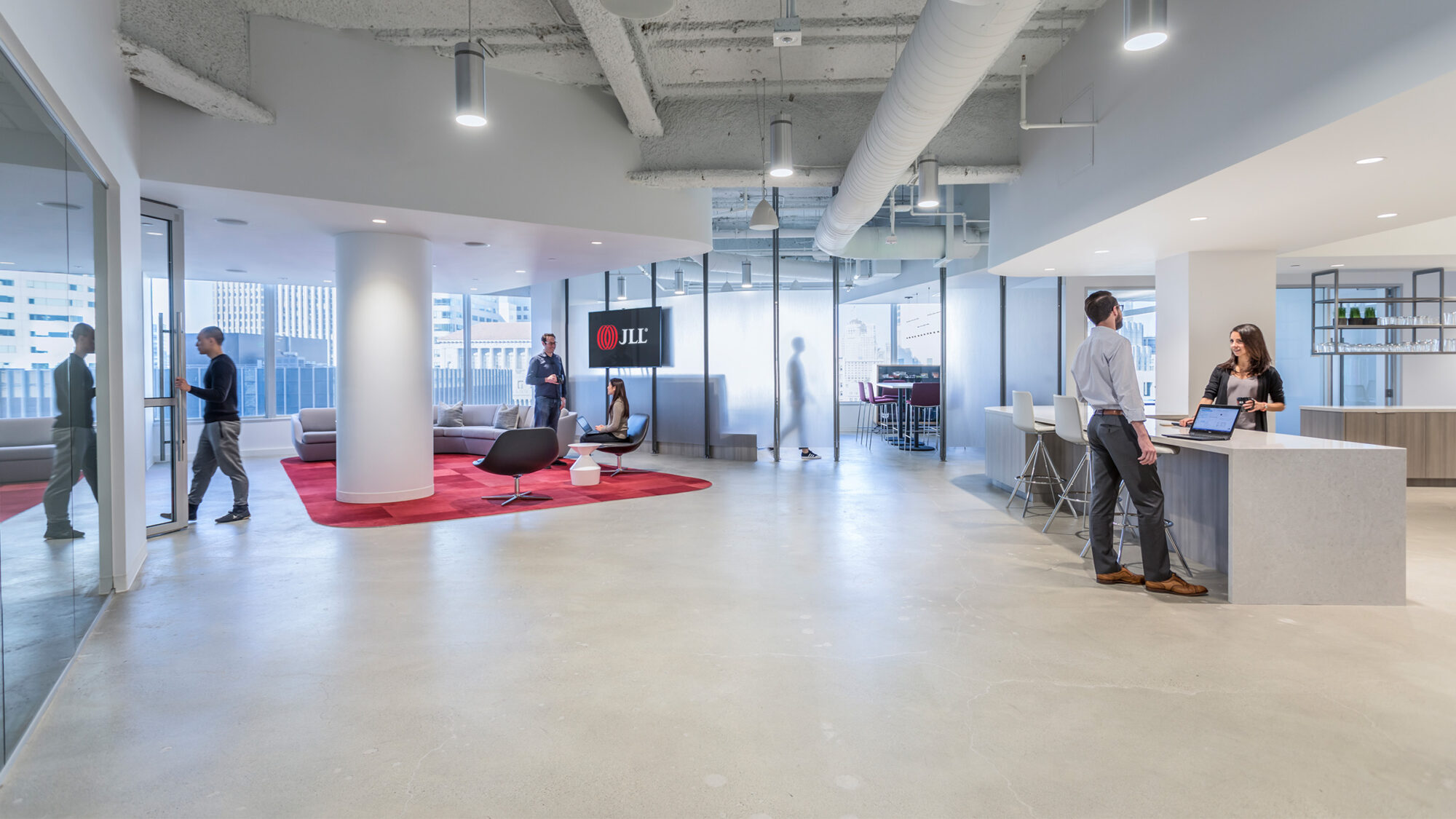 kitchen area in wide open workplace