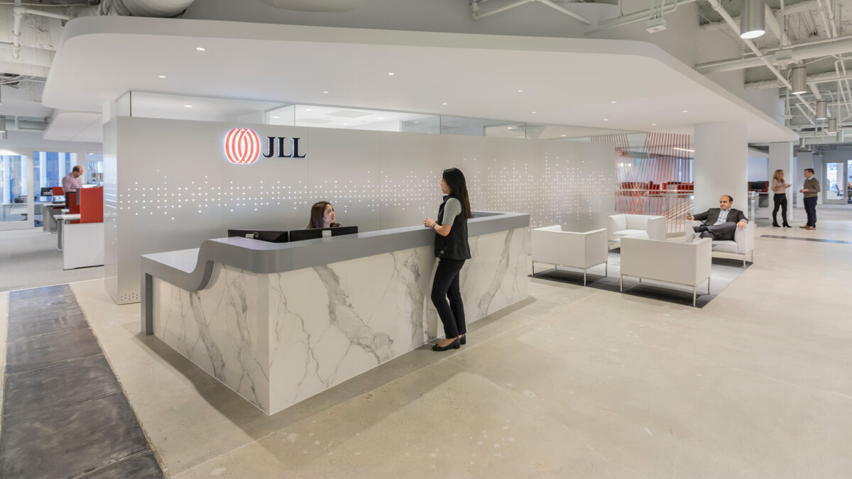 woman at reception desk