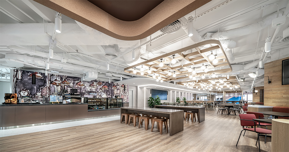 Kitchen with overhead lights