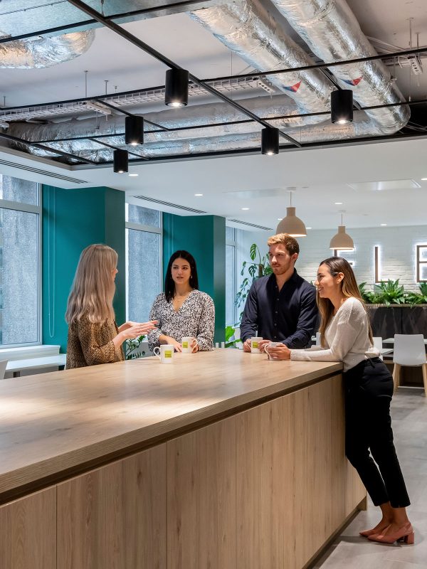 people collaborating in cafe area