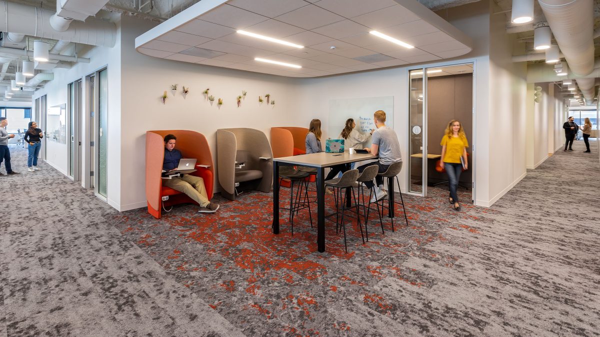 people working in breakout area