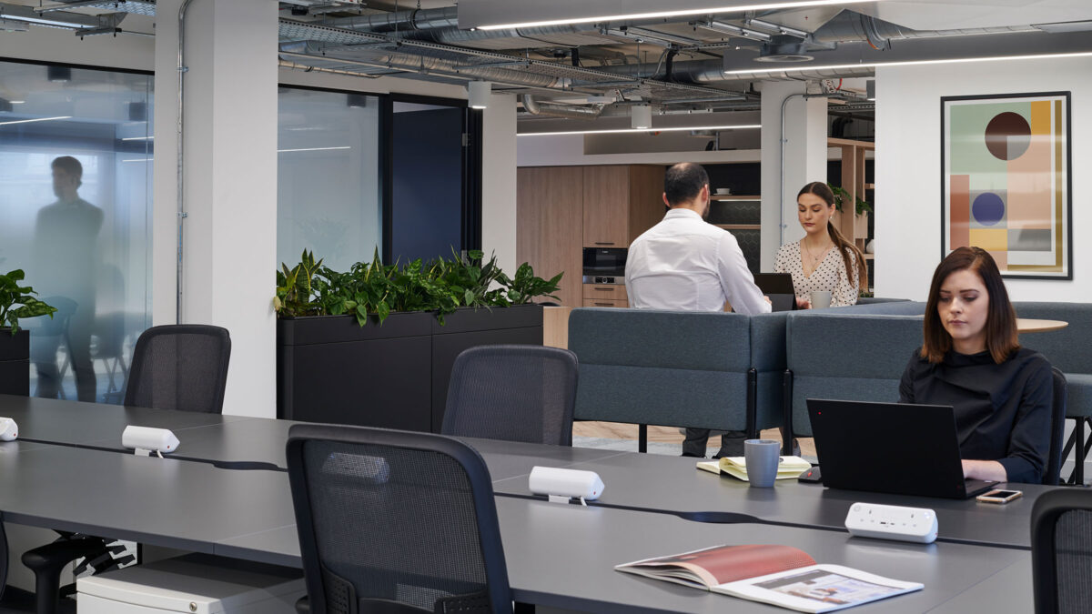 People working on workfloor, Toronto workplace design