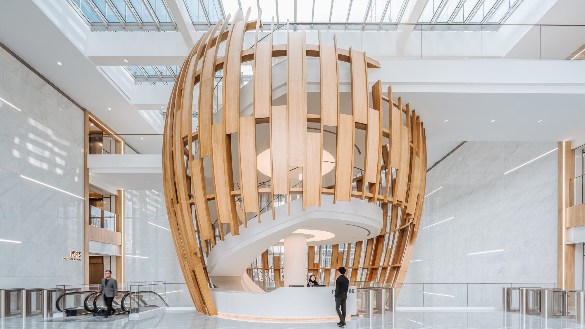 person standing at reception entrance