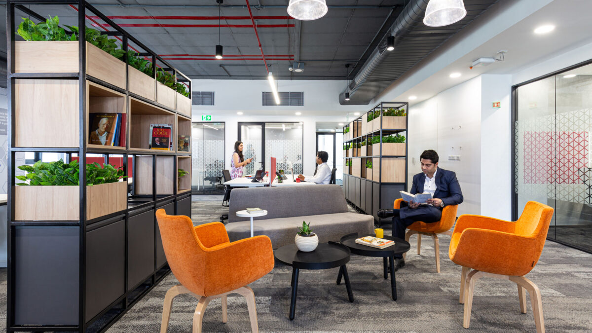 man sitting in breakout area