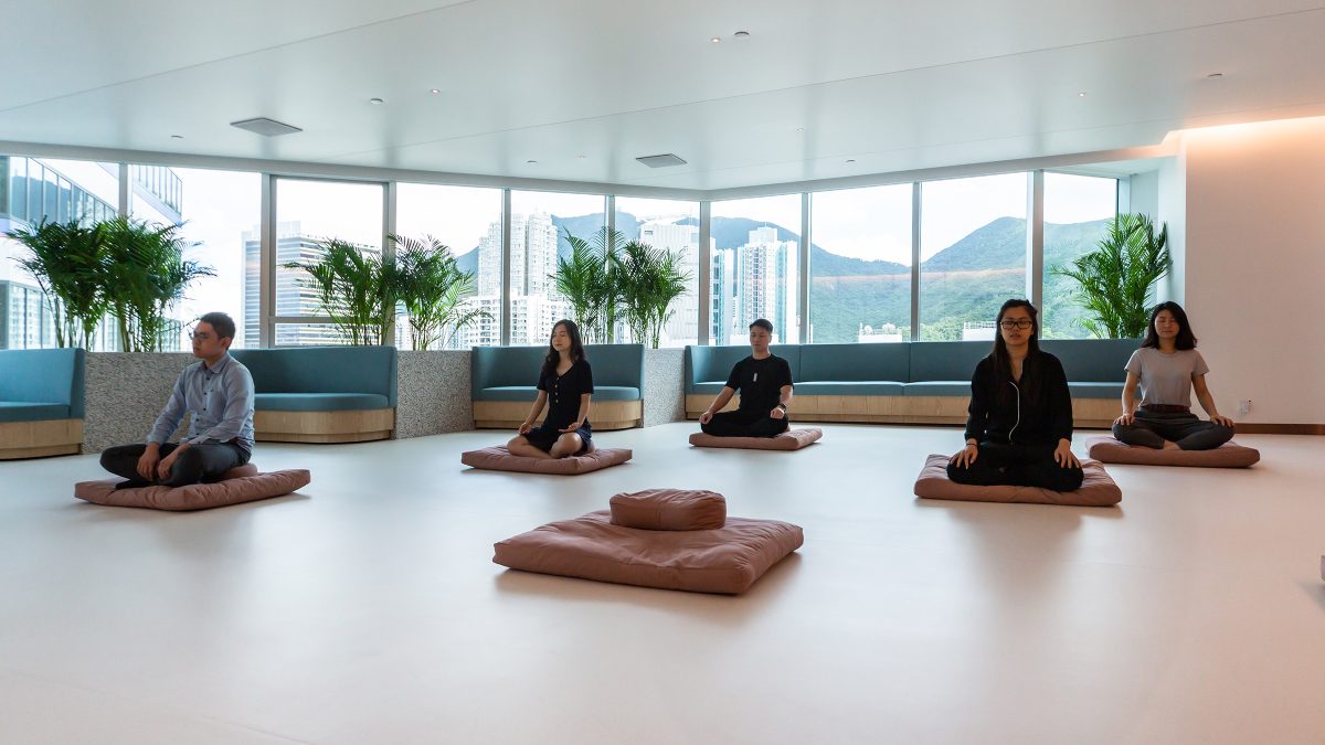 people meditating