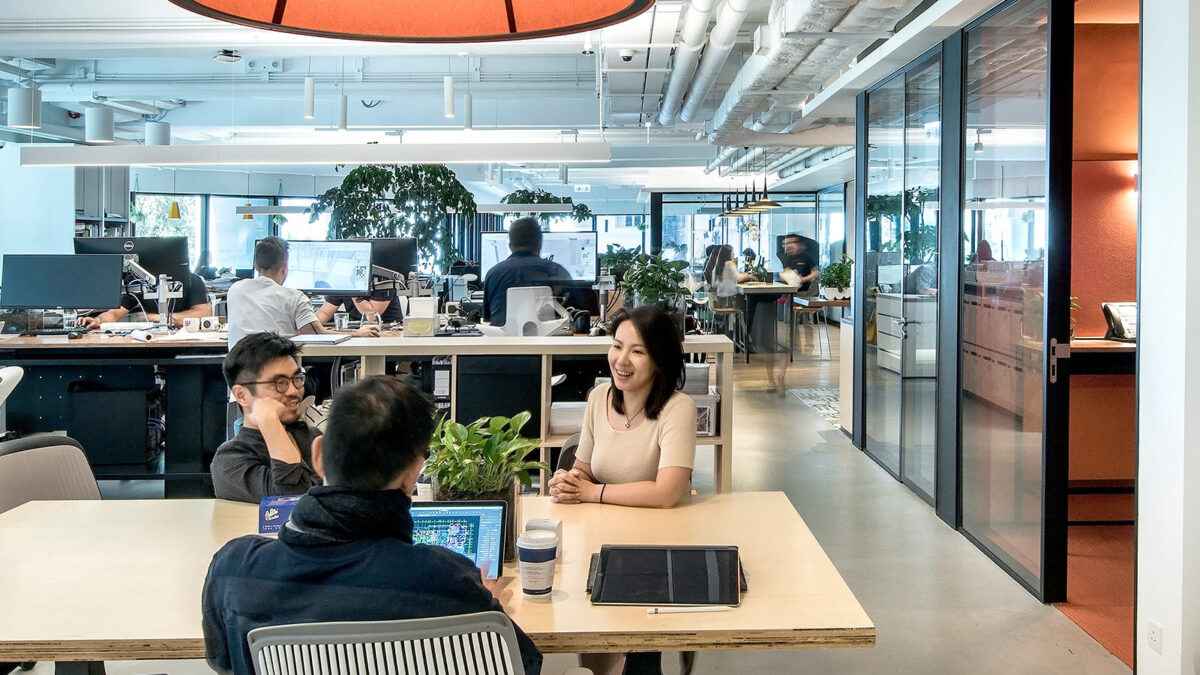 people collaborating in office