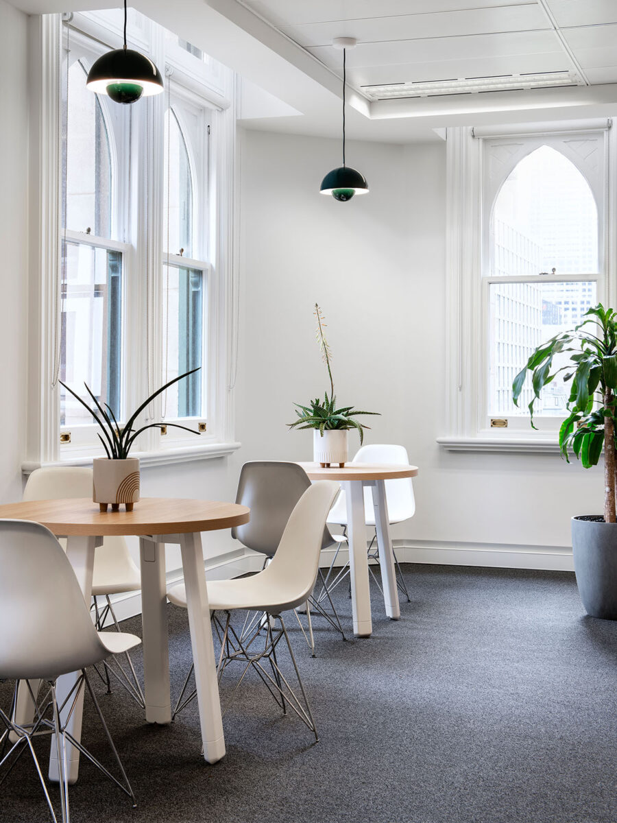 desks with plants