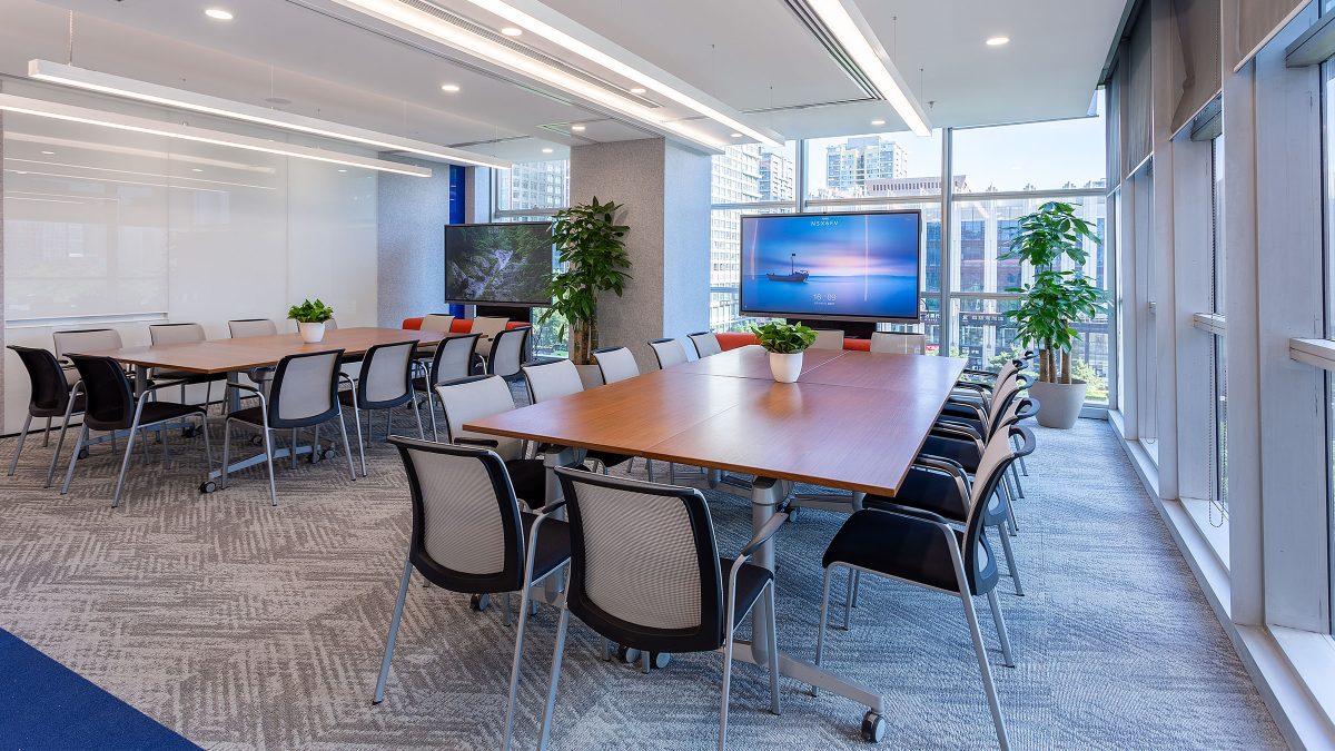 meeting room with desks