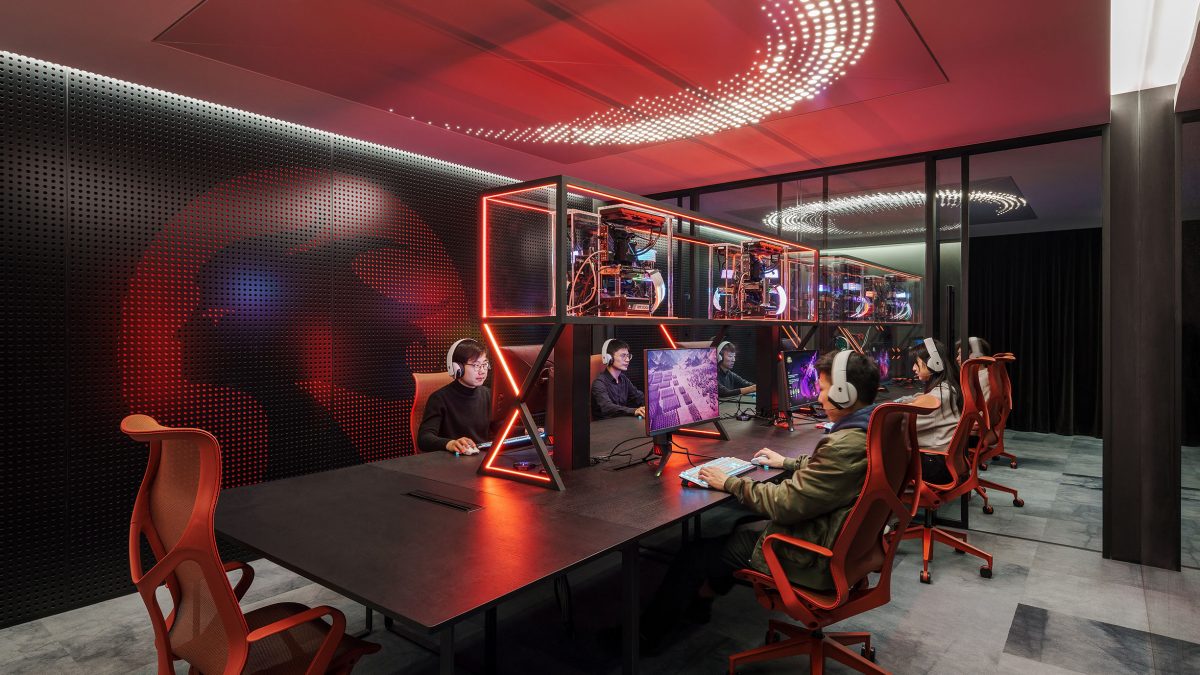 people gaming in digital games room