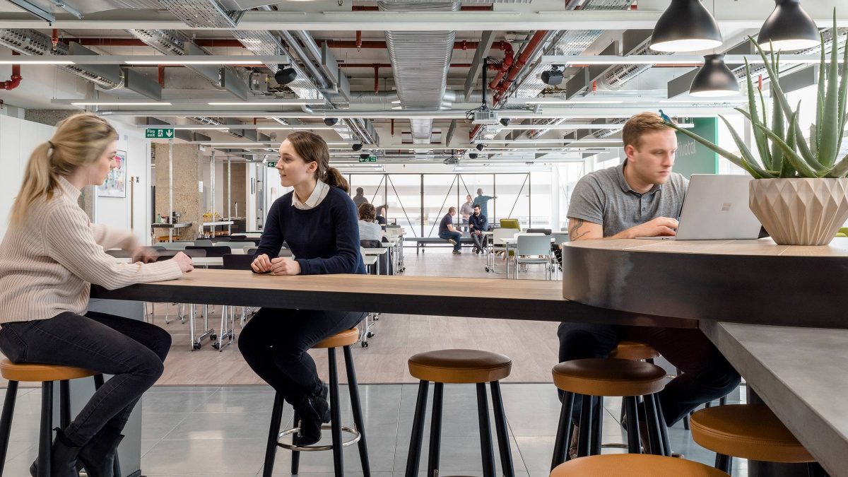 workplace open office high tables