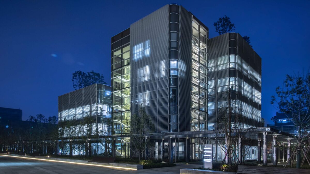 outdoor view of building at night