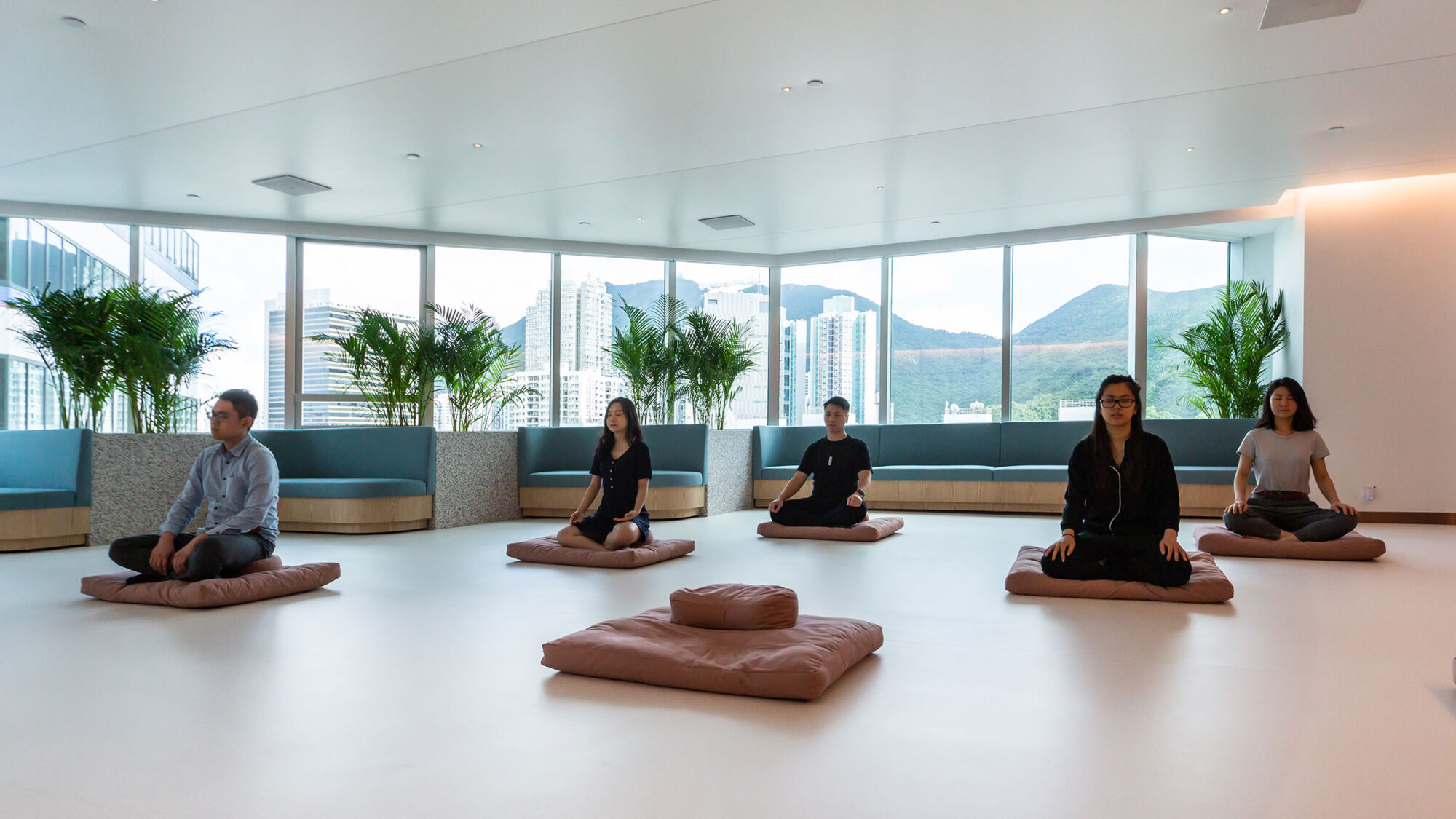 people meditating