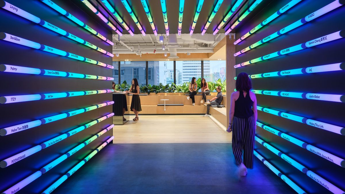view of multi-sensory office design light installation