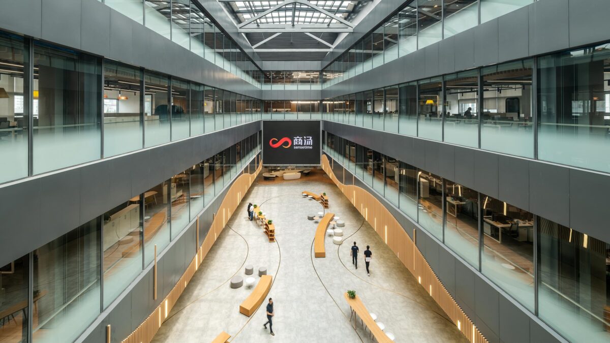 overhead shot of people collaborating in casual area