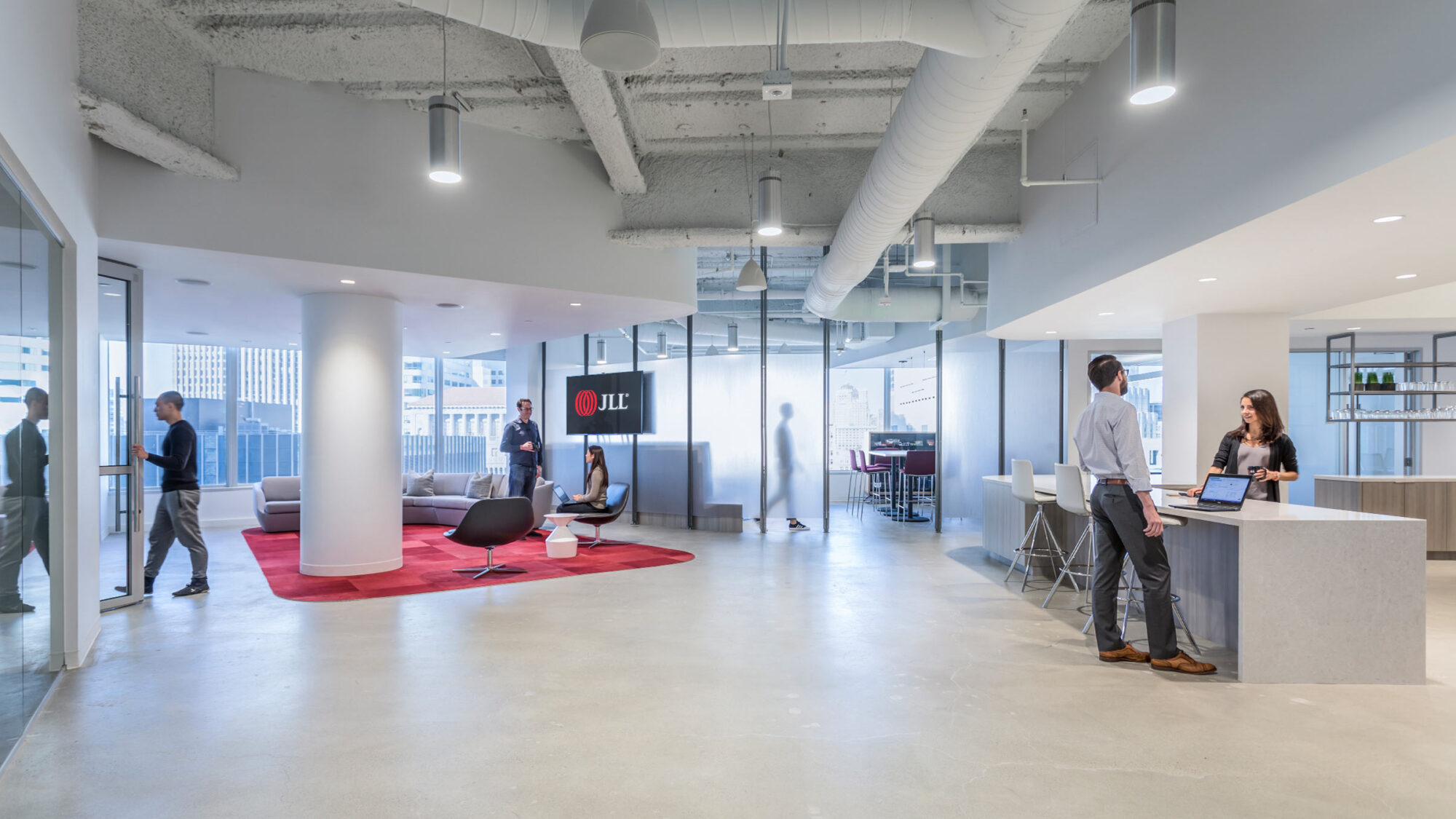 kitchen area in wide open workplace