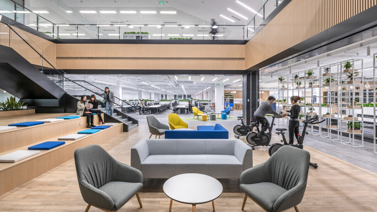 gym on ground floor of atrium