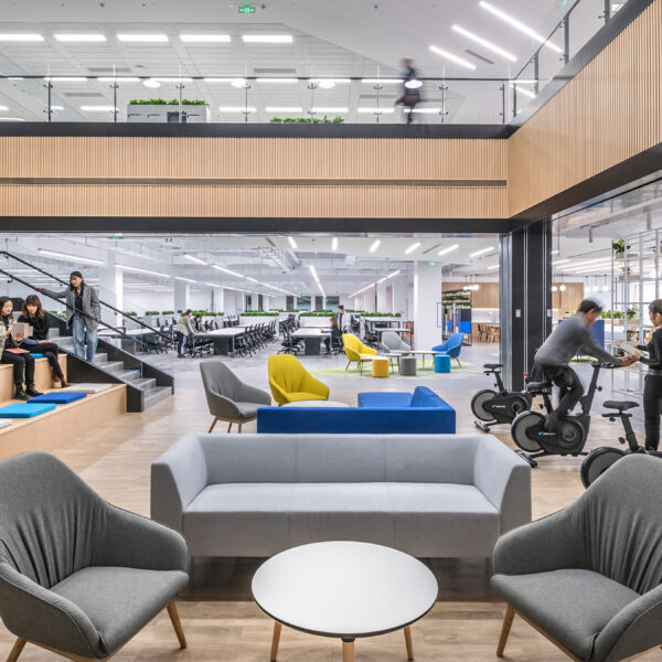 gym on ground floor of atrium