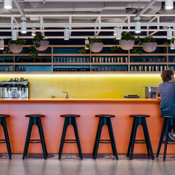 kitchen bar space orange