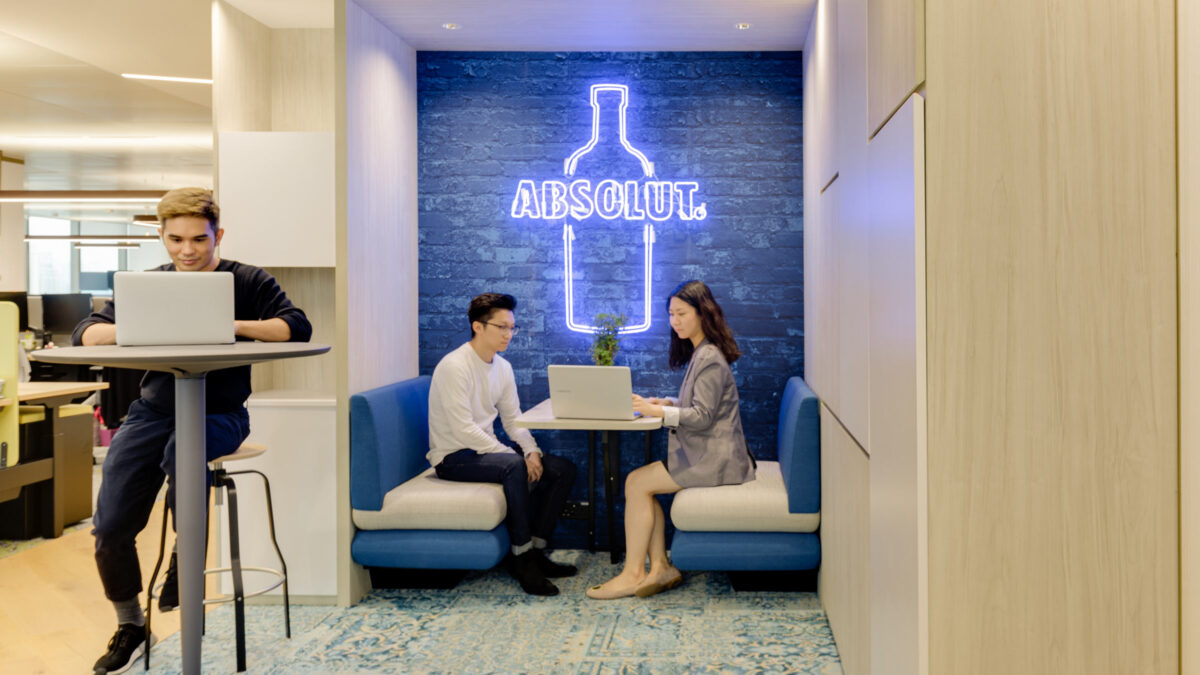 booth with absolut vodka branding