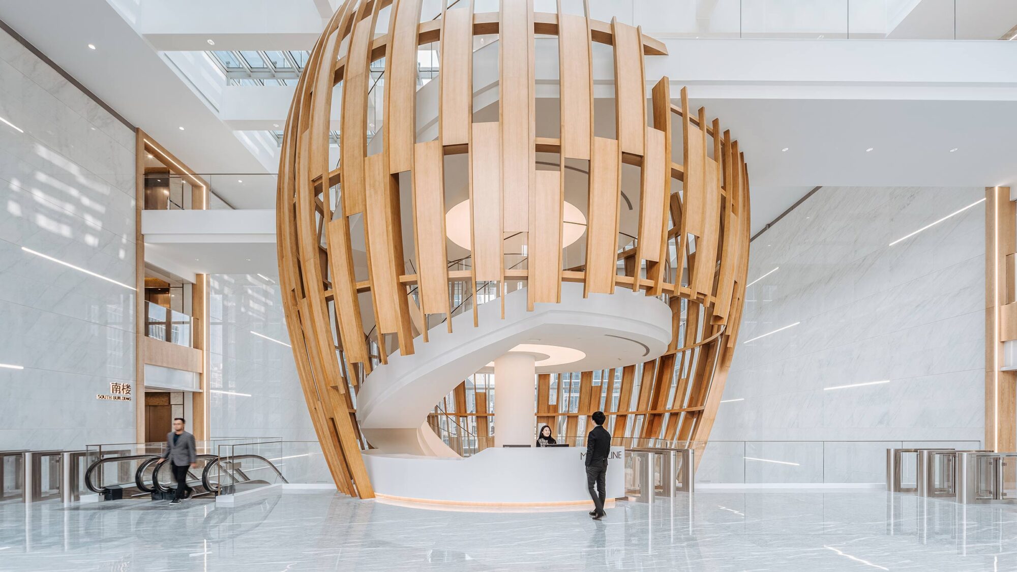 person standing at reception entrance