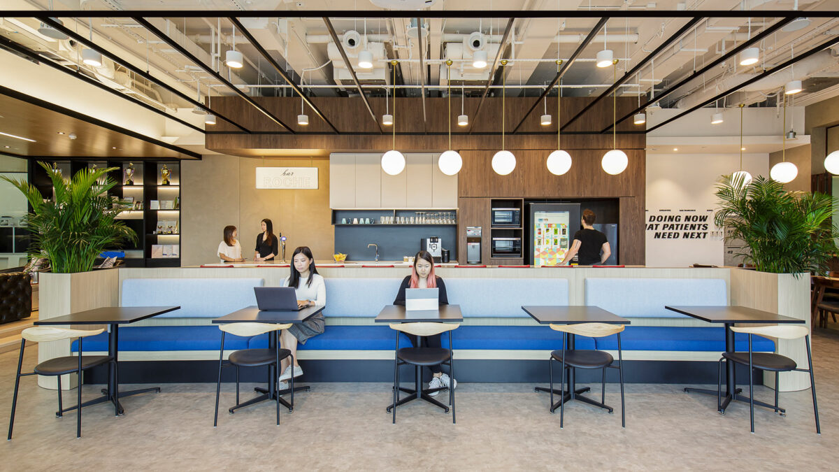 roche office cafe bench seating