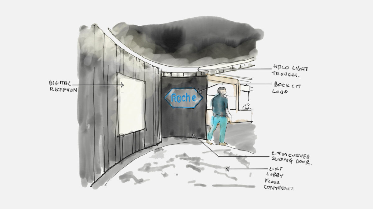 designer sketch of entrance