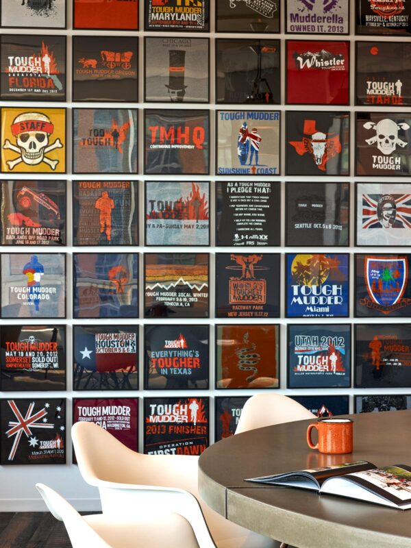 detail of framed tough mudder tshirts