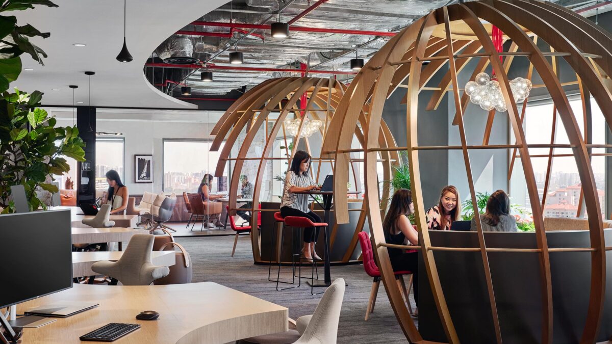 wood pods for work and collaboration