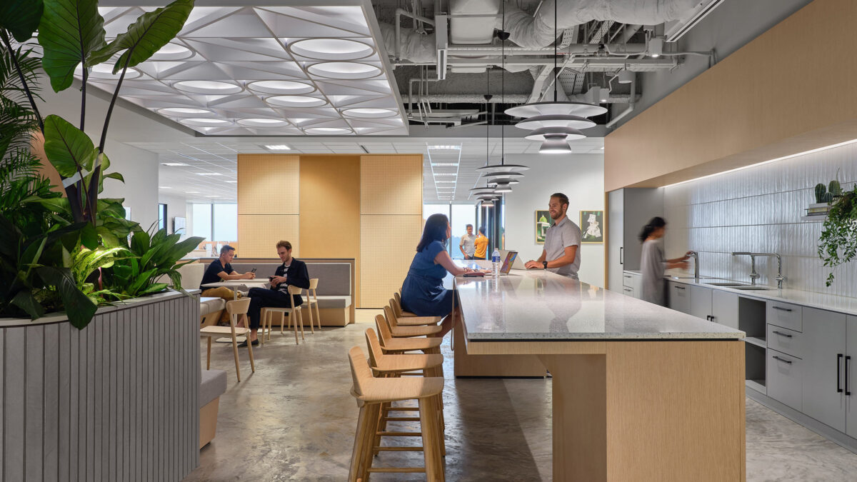 kitchen space with people talking