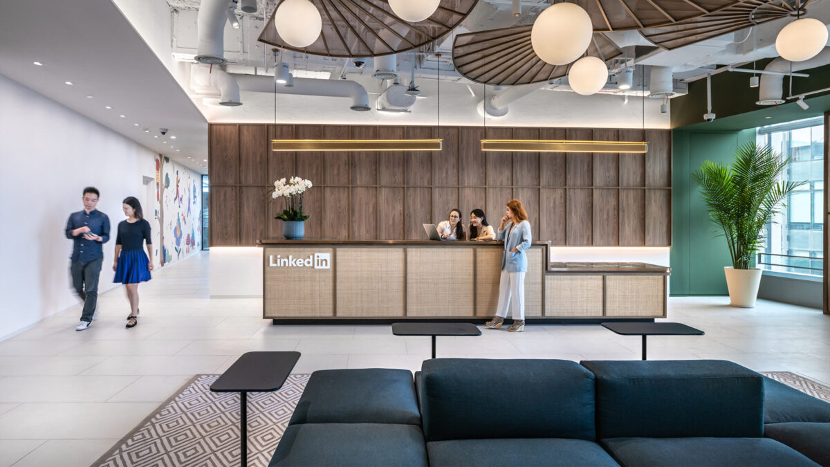 people at reception desk