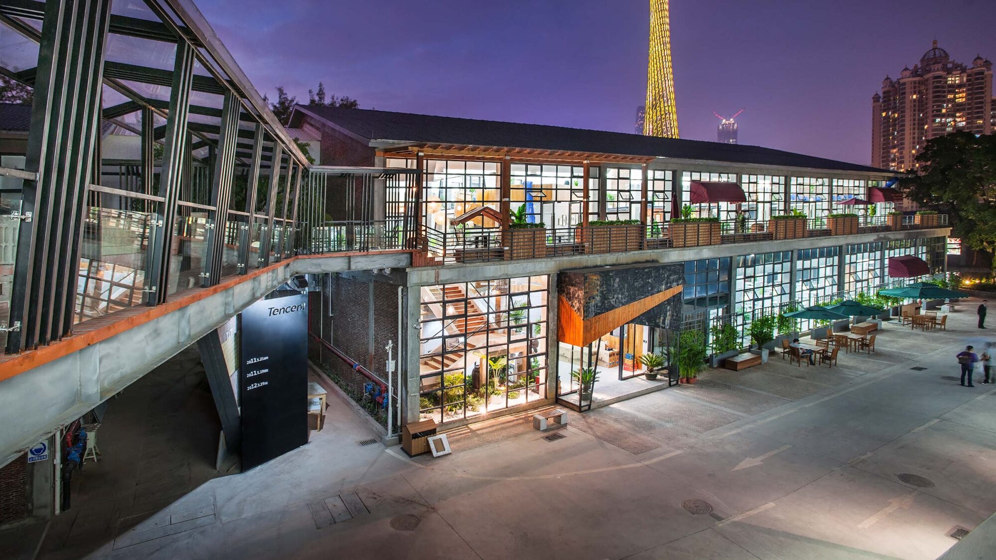 Outdoor shot of building at night