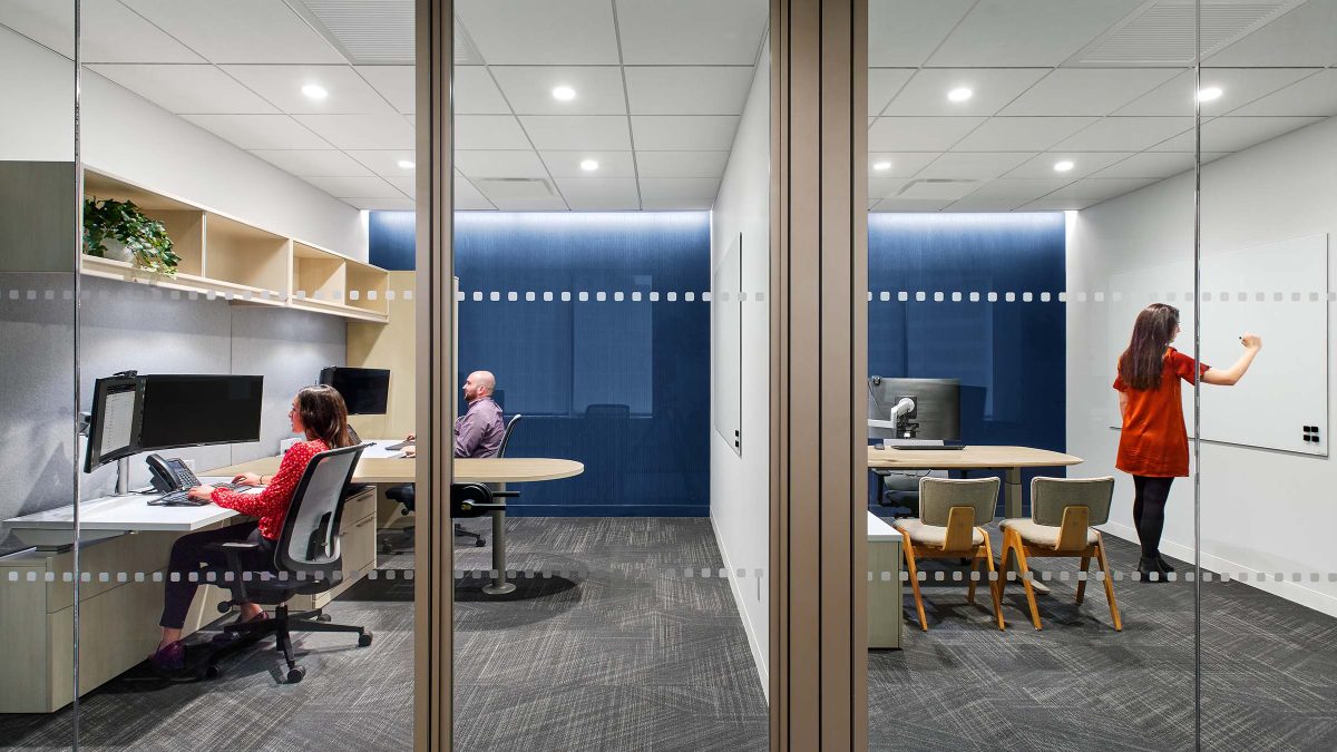 Private office settings featuring technology, AV and a whiteboard for brainstorming.