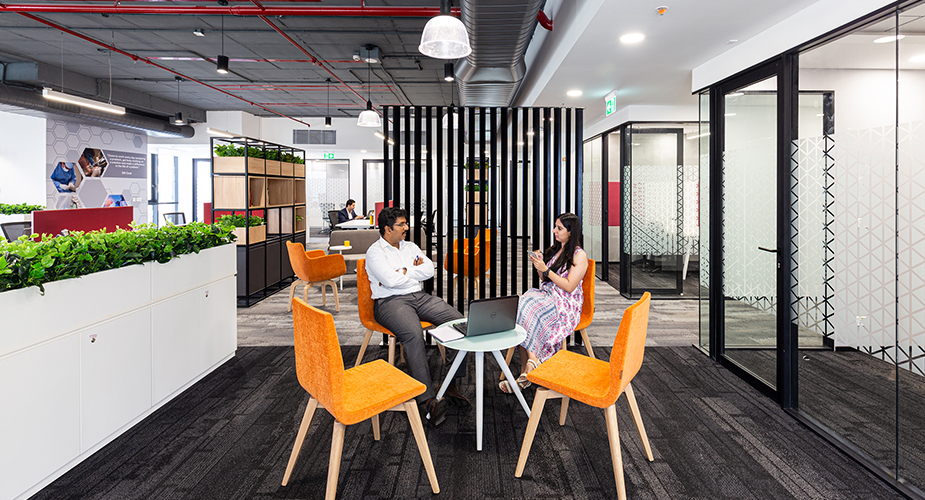 people collaborating in open seated area