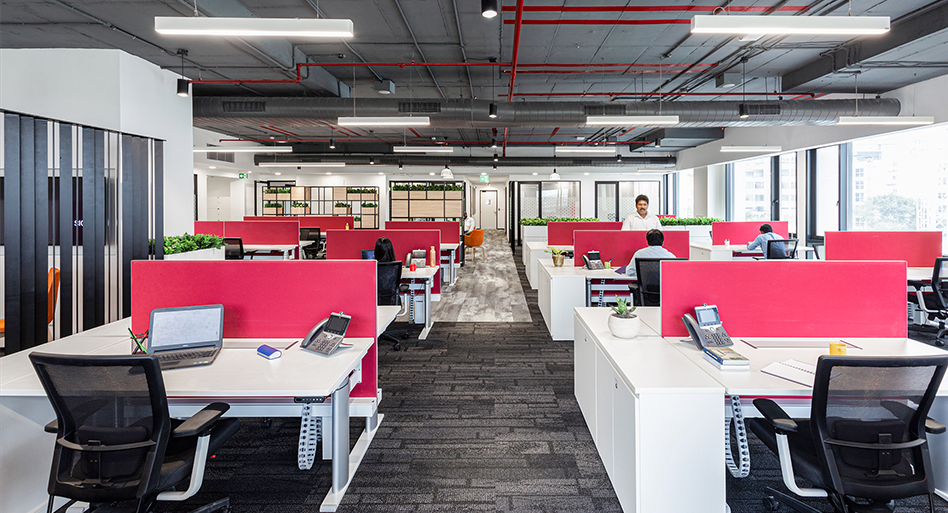 people working at desks