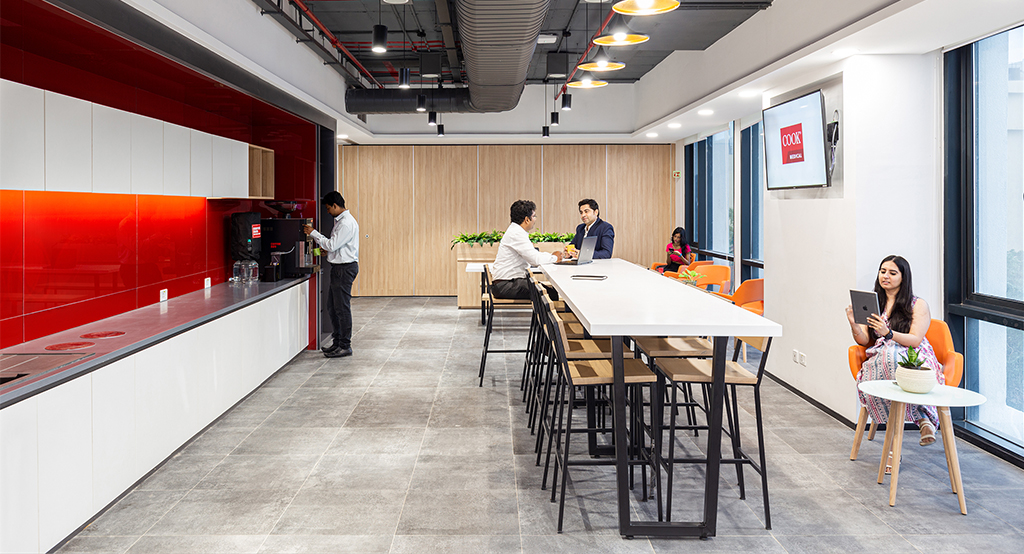 people in kitchen space