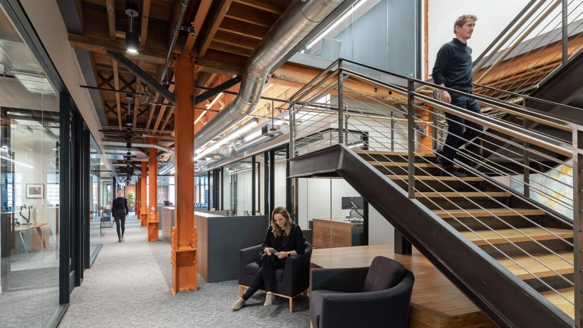 person working near staircase