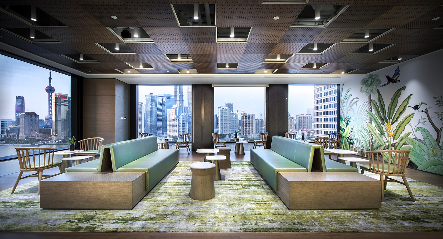 lounge with green furniture