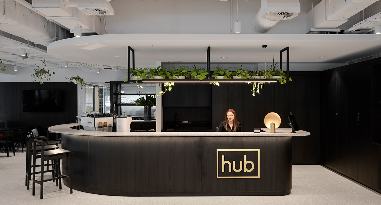 woman at reception desk