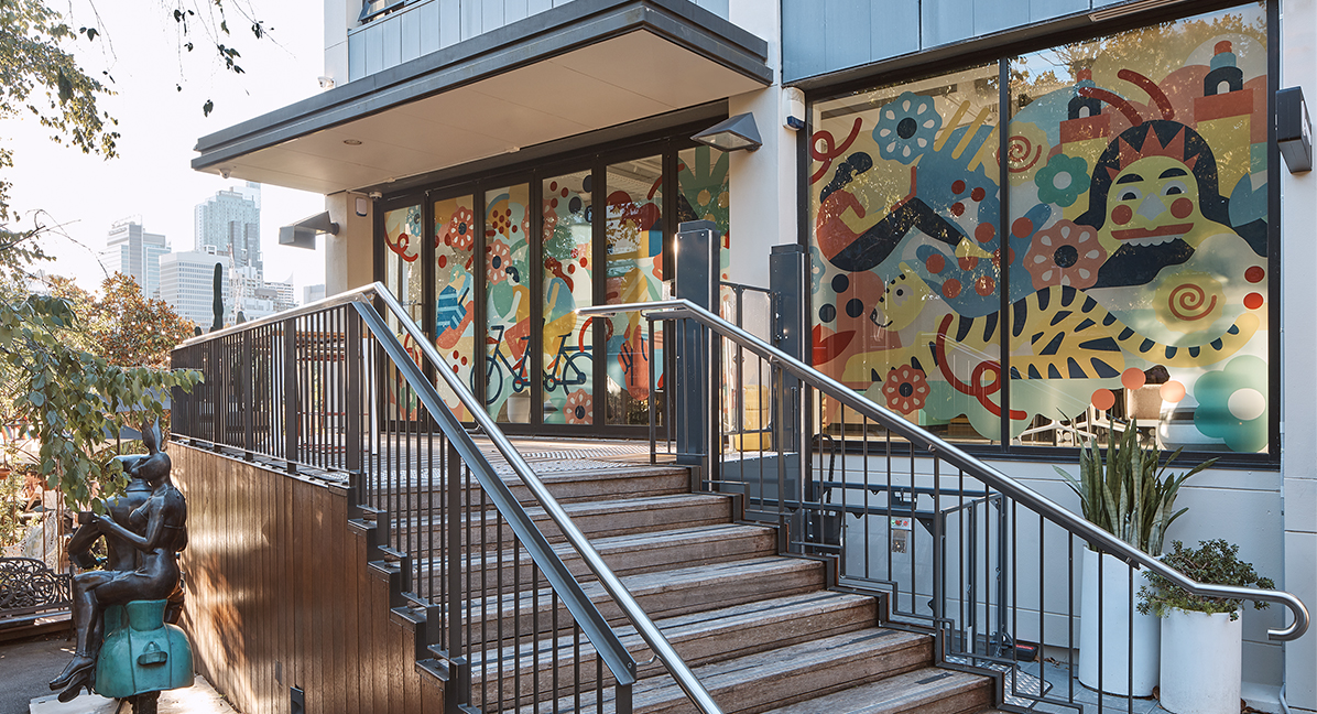 staircase and mural