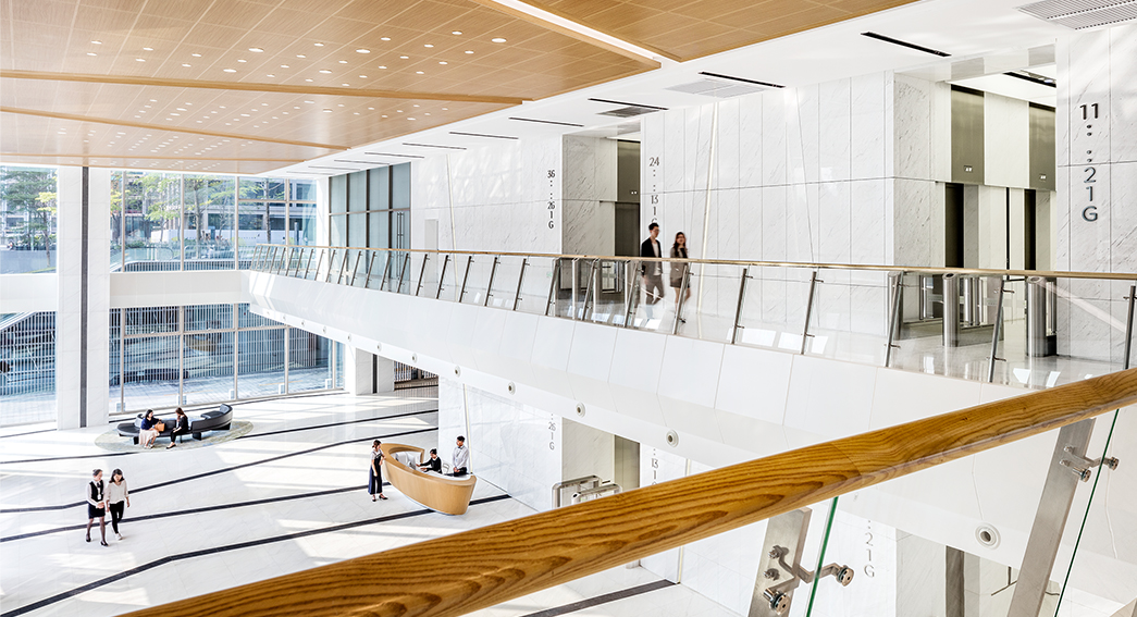 people walking on top floor