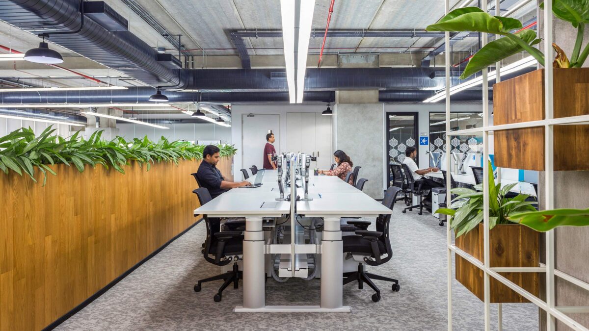 people working on long work desk