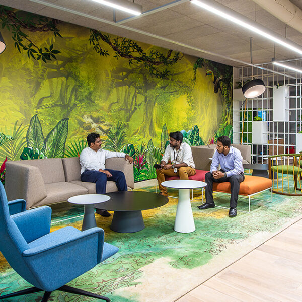 men in casual seating area