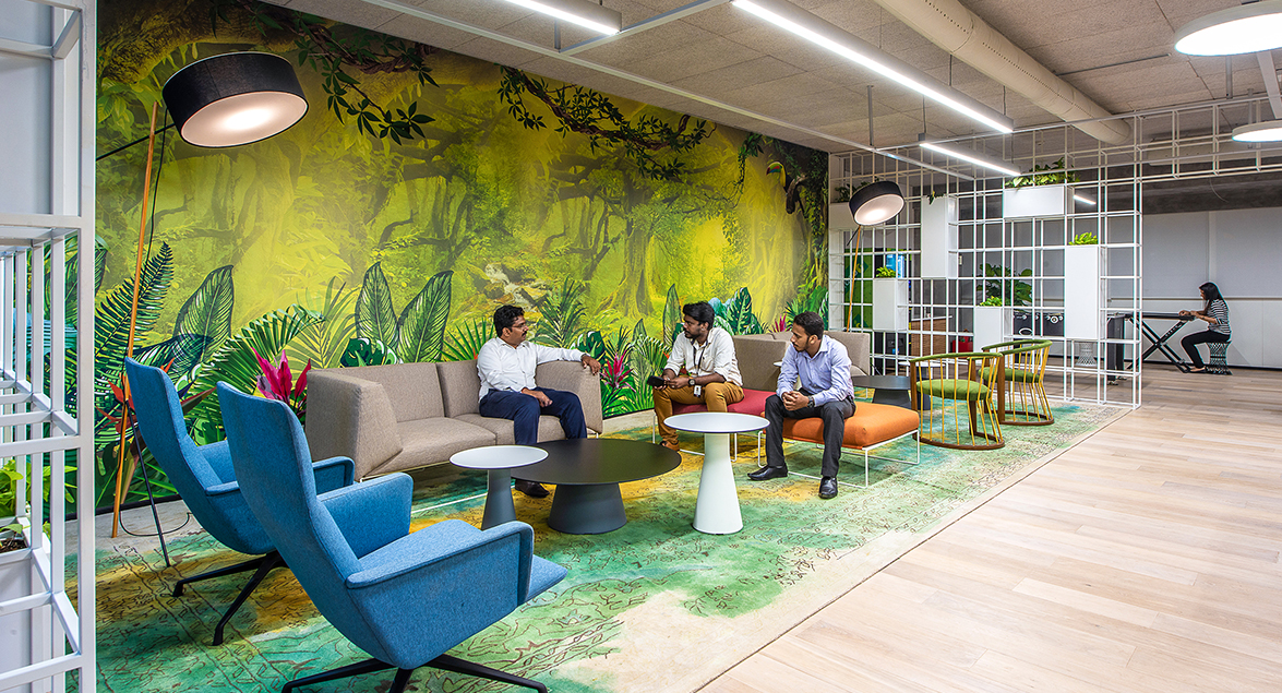 men in casual seating area