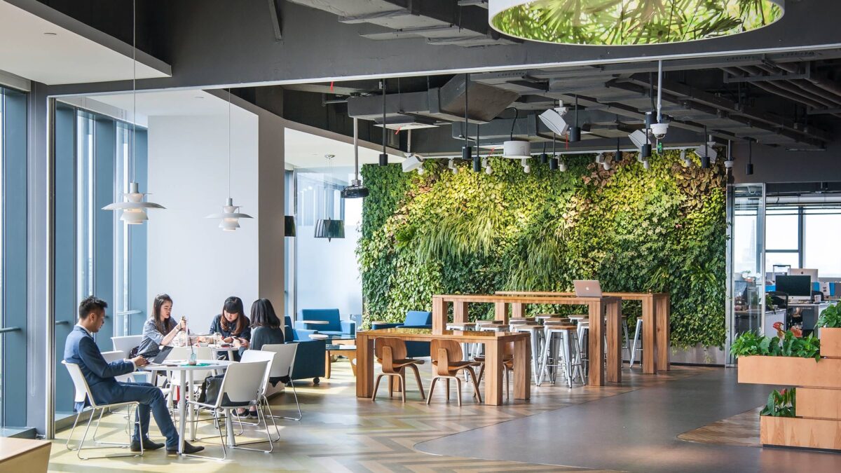 people working near green wall