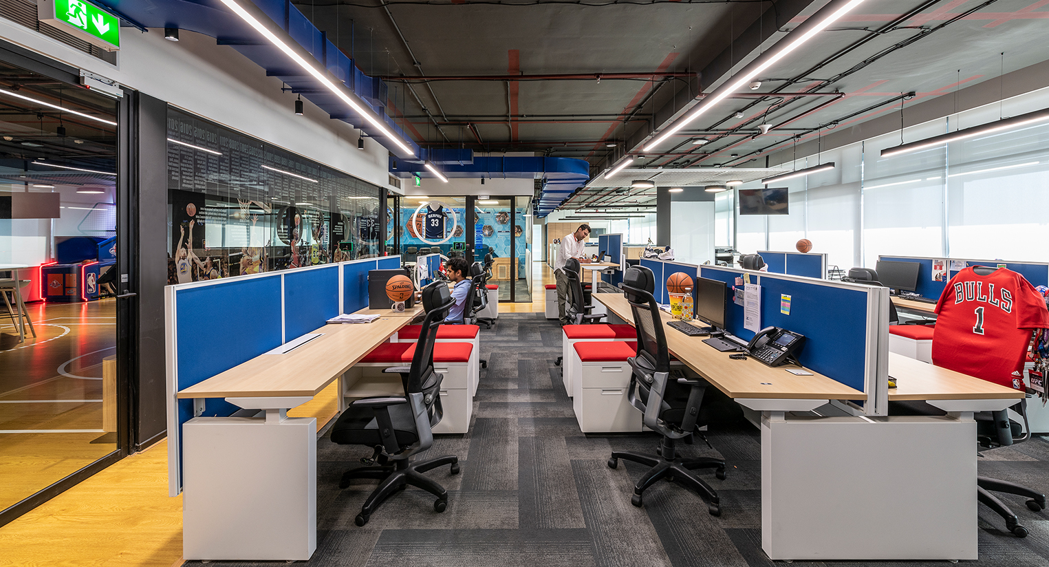 people working at desks